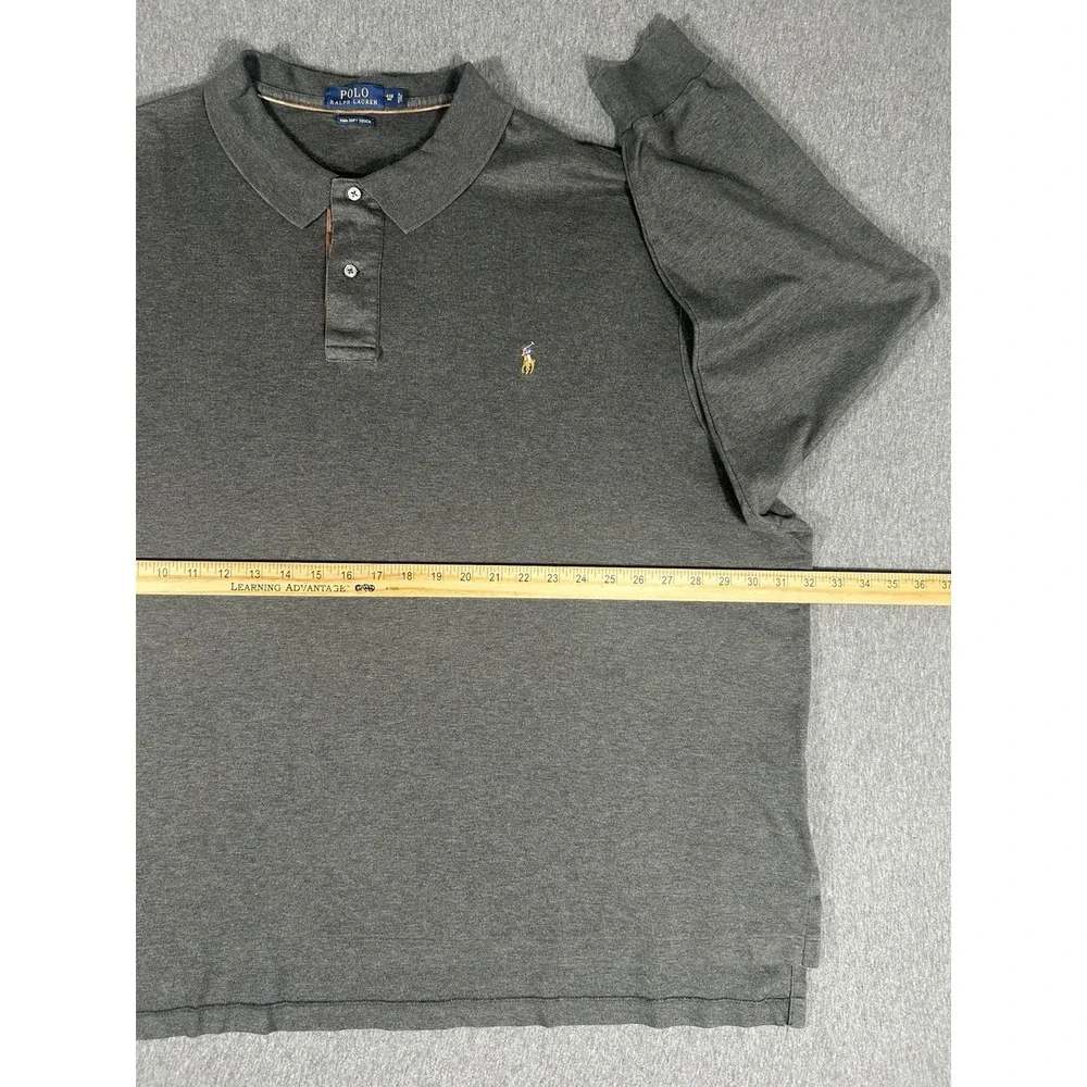 Polo Ralph‎ Lauren Long Sleeve Polo Shirt Men XL Classic Fit Gray Flesh Pony 4XB